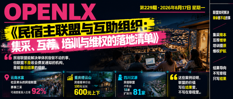 民宿主联盟与互助组织：集采、互荐、培训与维权的落地清单｜互助组织、民宿联盟
