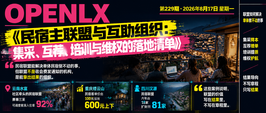 民宿主联盟与互助组织：集采、互荐、培训与维权的落地清单｜互助组织、民宿联盟