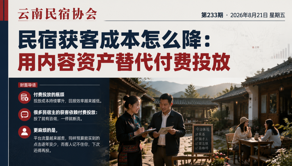 民宿获客成本怎么降：用内容资产替代付费投放｜民宿获客成本怎么降、付费投放