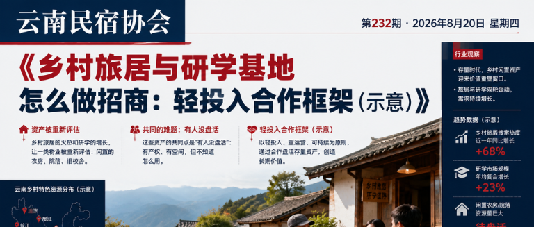 乡村旅居与研学基地怎么做招商：轻投入合作框架（示意）｜研学基地、轻投入